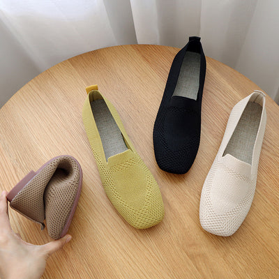 Woven Flat-bottomed Square Cloth Shoes