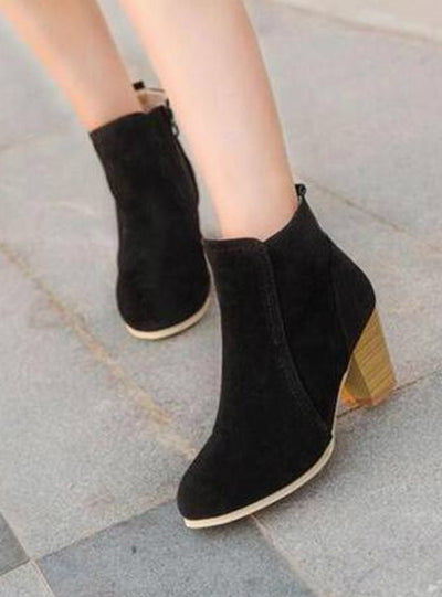 Short Cylinder Boots With High Heels Boots