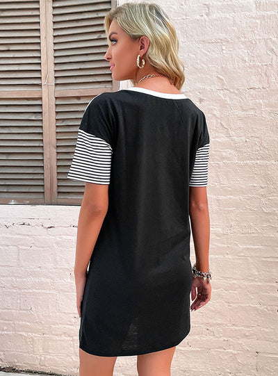 Short-sleeved Stripes T-shirt Dress