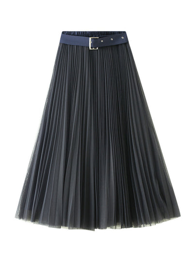 Women Mesh Skirt With Belt