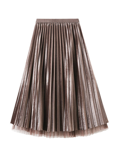 Women Velvet Pleated Skirt