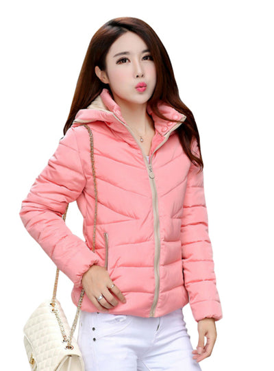 Short Coats Solid Hooded Down Cotton Padded