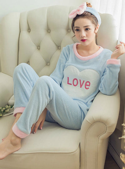 Love Pyjamas Sets Thick Warm Coral Velvet Suit