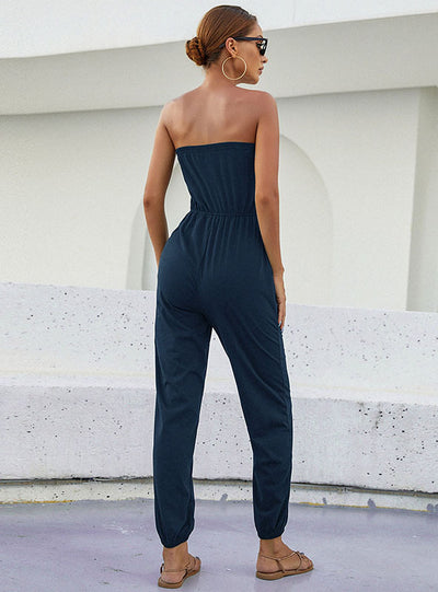 Slim-fit Shoulder Tube Top Jumpsuit