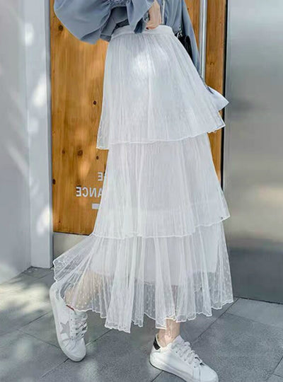 Women Pleated Skirt A Mesh Cake Skirt