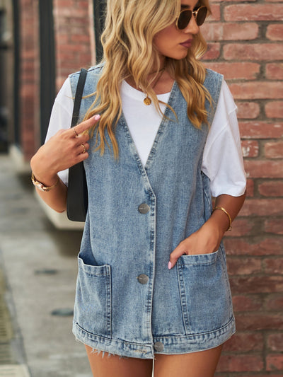 Women Denim Sleeveless Vest