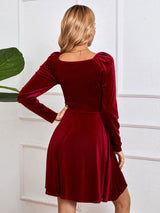 V-neck Sexy Velvet Long Sleeve Dress