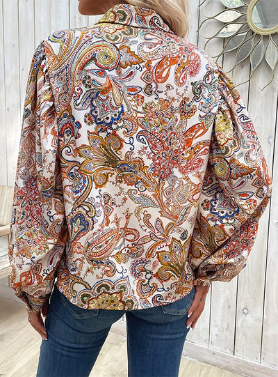 Fashion Puff Sleeve Print Shirt