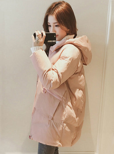Women jacket Casual Solid Thick Warm Long Hooded