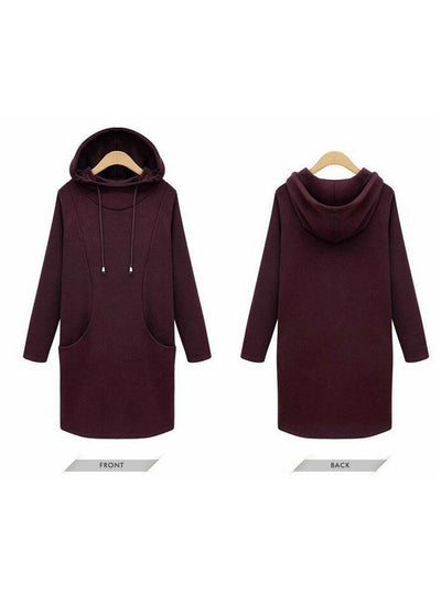 Long Hoodie Dress Fleece Dress Slim Hoodies