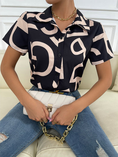 Women Print Short Sleeve Shirt