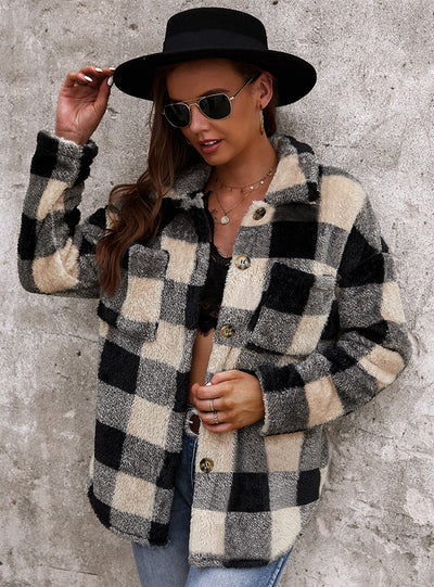 Women Winter Plaid Thick Coat