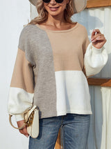 Color Round Collar Back Tie Sweater