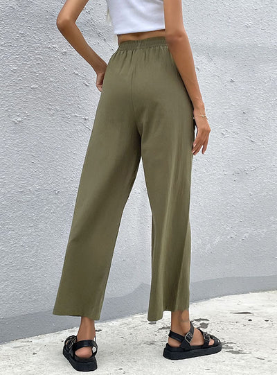 Nine-point Loose Drawstring Wide-leg Pants