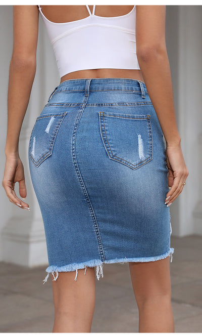 Slim-fit Jeans Pierced Tassel Skirt