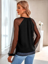 Fashion V-neck Pullover Solid Color Chiffon Top