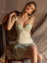 Sexy Summer Suspender Lace Ice Silk Nightgown