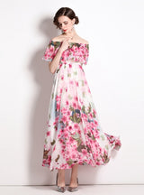 Lotus Leaf Beach Split Chiffon Dress