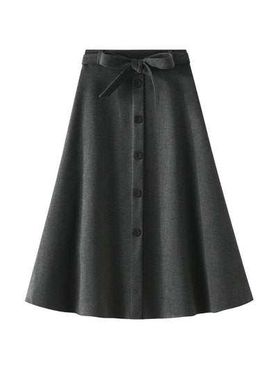 Winter Single-breasted Bow Skirt