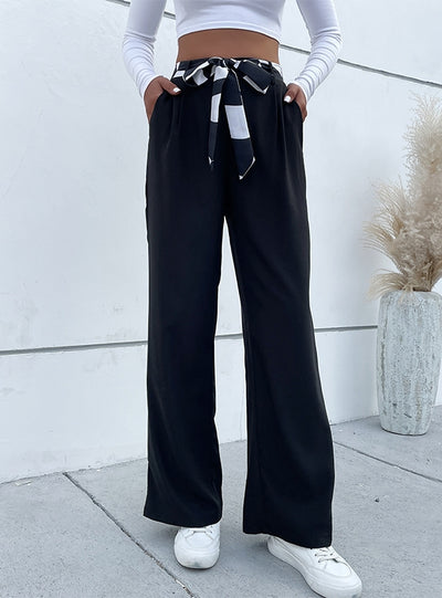 Strapped Black Wide-leg Pants