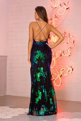 V-neck Suspender Backless Sequined Dress