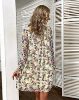 High Neck Temperament Chiffon Printed Dress