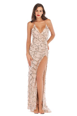 Sexy V-neck Sling Backless Sequined Dress