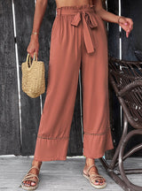 Leisure Lace-up Elastic Wide-leg Pants