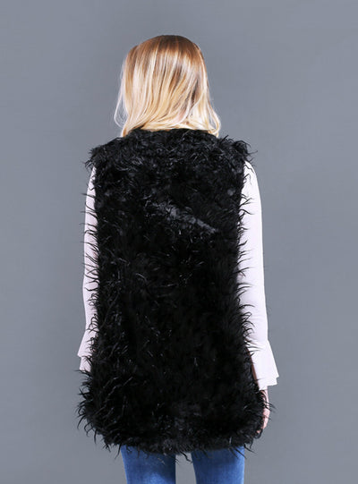 Women Faux Fur Vest Imitation Fur Ostrich Hair