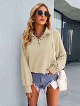 Women Long Sleeve Solid Color Top