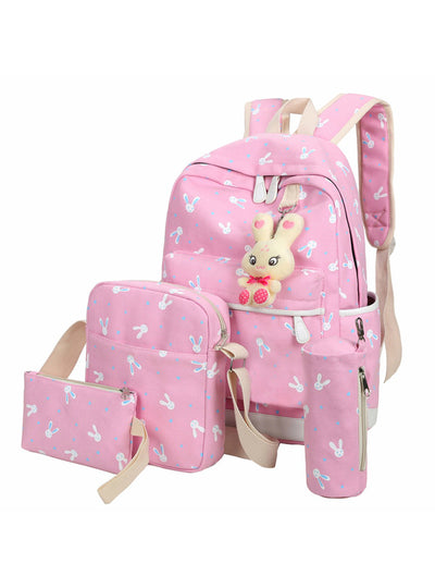 4Pcs/Sets Women Backpacks Teenage Girls Students