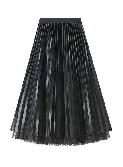 Nail Bead Stitching Mesh Pleated Skirt