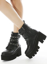 Thick Rivet Side Zipper Bootie Girl