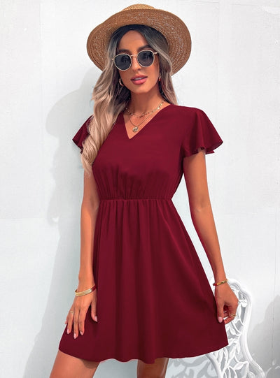 Fashion V-neck Lace Chiffon Dress