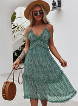 Summer Print Straps Chiffon Dress