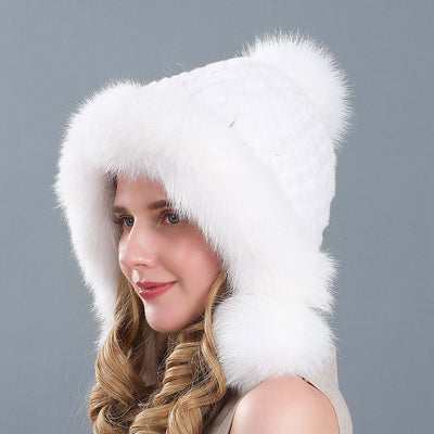 Women's Rex Fur Hats Winter Ear Hats