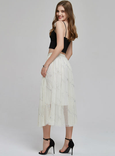 Star Mesh Skirt Mid-length Tulle Skirt