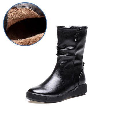 Thick-soled Middle Heel Flat Bottom Martin Boots