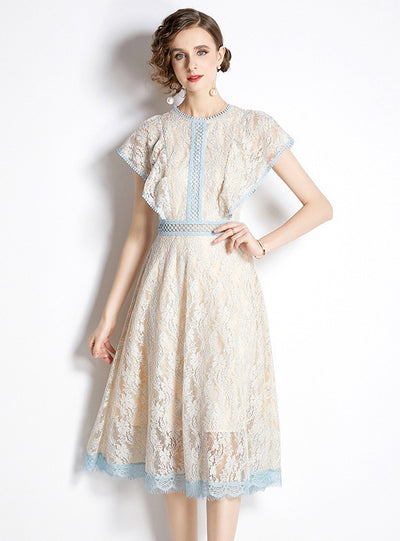 Lace Flying Sleeve Long Dress