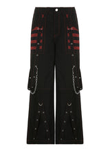 Retro Chain Contrast Striped Mesh Stitching Pants