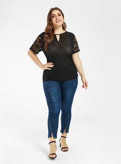 Splicing Lace Perspective Single-wearing Top