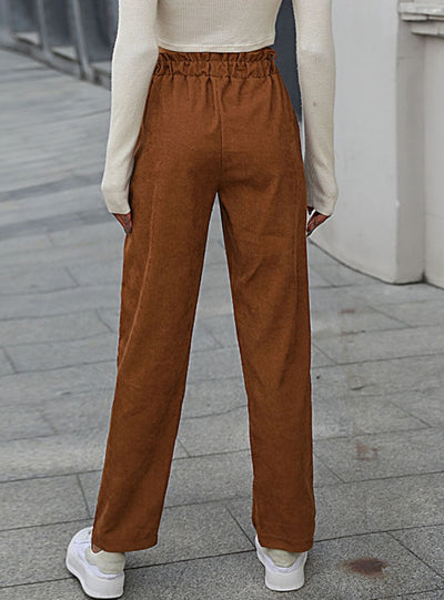 Elastic Corduroy Straight Pants