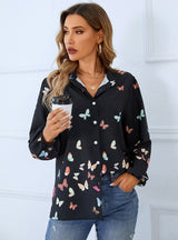 Butterfly Button Stand-up Collar Shirt