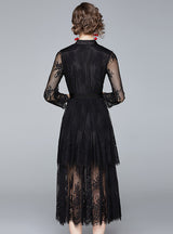 Autumn and Winter Lace Long Sleeve Dress