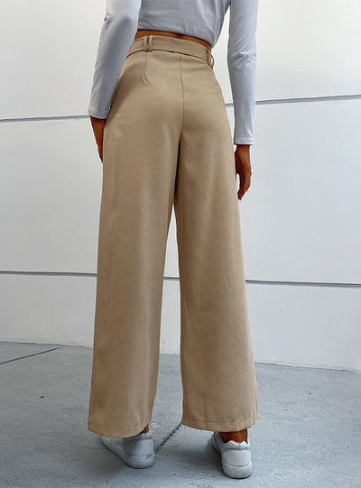 Casual Lace-up Wide-leg Pants