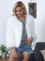 Leisure Coat Female Faux Fur Ostrich Hair Short