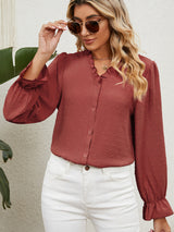 Wooden Ear V-neck T-shirt Chiffon Shirt