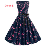 Sleeveless Round Neck Flower Print Dress