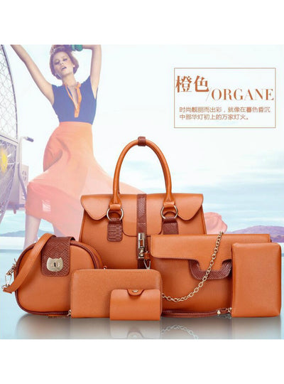 Pu Leather Women's Shoulder Bag 6 Pieces 