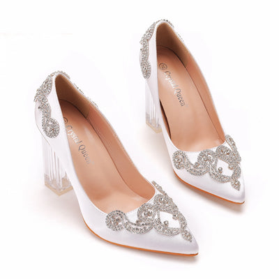 Transparent Square Pointed Wedding Heel Shoes